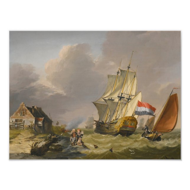 Impression Photo Jan van Os - Expédition Dans Une Tempête Au Large  (Devant)