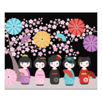 Japonais Kokeshi Dolls Noir