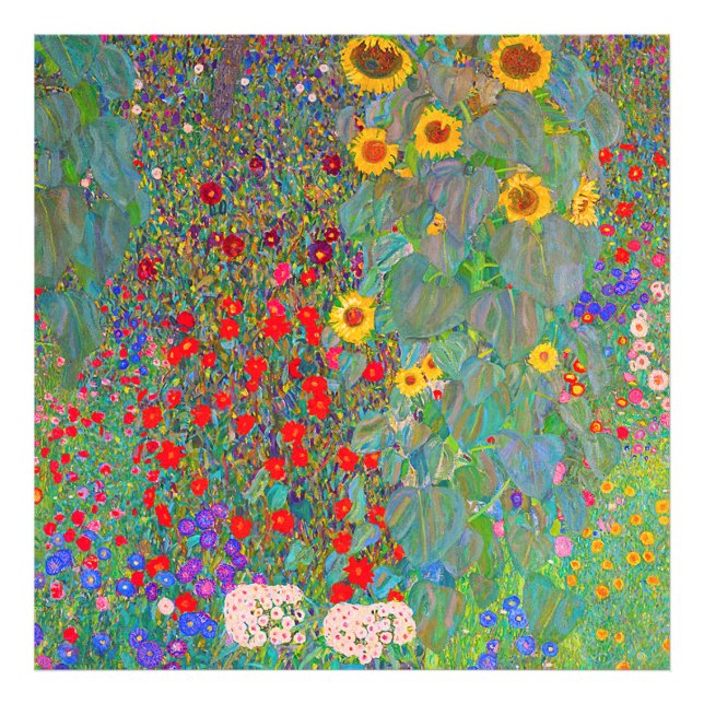 Impression Photo Jardin agricole de Gustav Klimt avec tournesols (Devant)