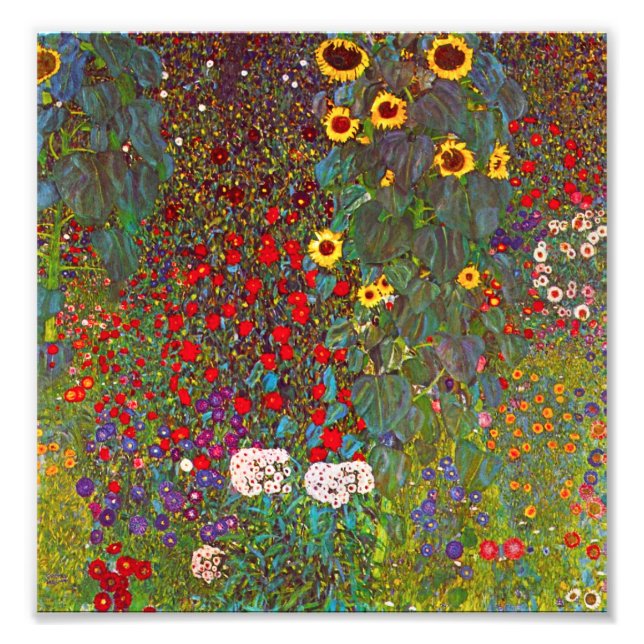 Impression Photo Jardin de la ferme Gustav Klimt avec tournesols (Devant)