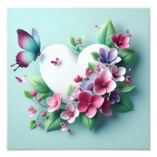 Impression Photo Jardin printanier fantaisiste et papillon peint en