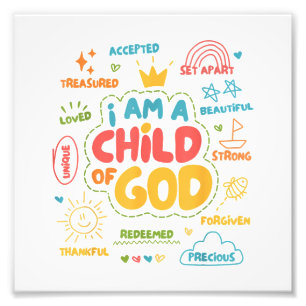 Impression Photo Je suis un enfant de Dieu Christian Retro Jésus Fo