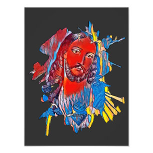 Impression Photo Jésus Christ Face coeur sacré art Abstrait