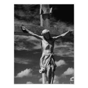 Impression Photo Jésus noir et blanc sur une croix