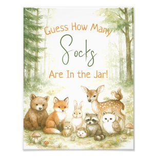 Impression Photo Jeu de Baby Shower Adorable Animaux de la Forêt