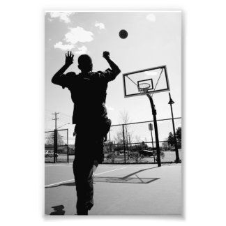 Impression Photo Jeu de basketball noir et blanc