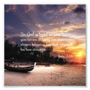 Impression Photo John 3:16 #1 NIV - Écriture Mur chrétien Art