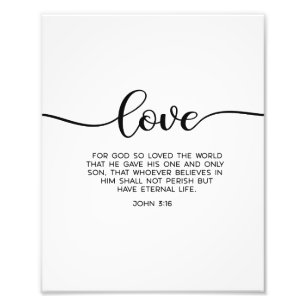 Impression Photo John 3:16, Love bible déco murale