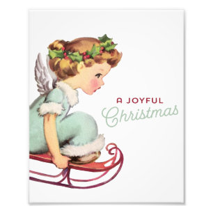 Impression Photo Joli Ange de Noël Vintage sur l'art mural en tra