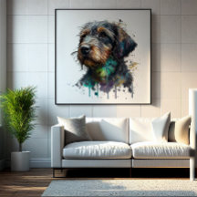 Joli Dachshund À poils durs Puppy Watercolor Art