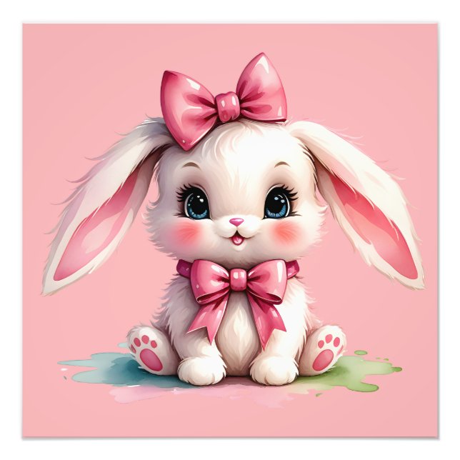 Impression Photo Joli lapin en rose (Devant)