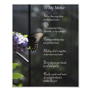 Impression Photo Joli Papillon "À ma mère" Poème Merci