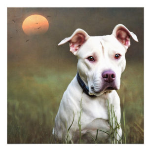 Impression Photo Joli Pitbull blanc