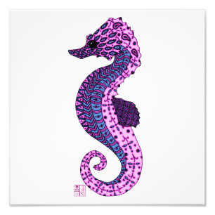Impression Photo Jolie Lavande Zen Tangle Seahorse Ocean Art