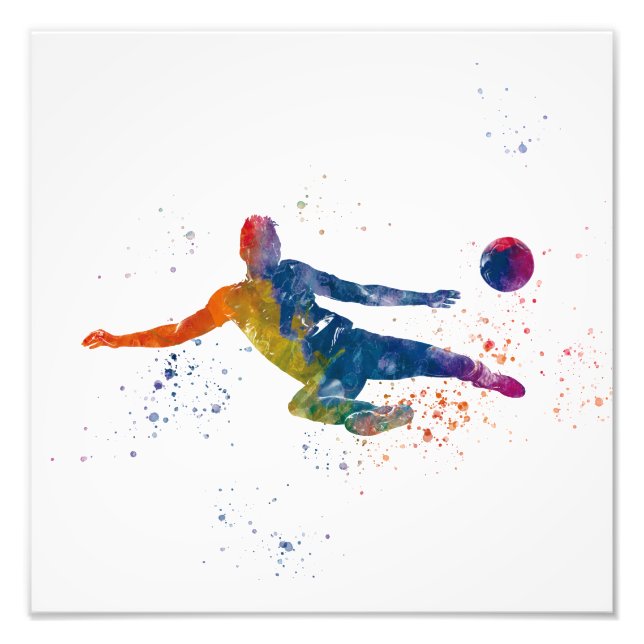 Impression Photo joueur de football aquarelle (Devant)
