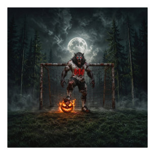 Impression Photo Joueur de football Loup-Garou Art Horreur Hallowee