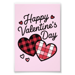 Impression Photo Joyeuse Saint-Valentin Léopard Carreaux Amour Coeu