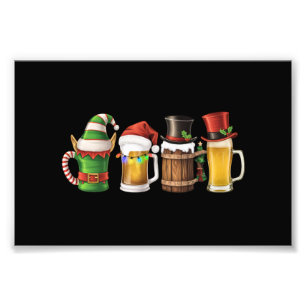 Impression Photo Joyeuses bières de Noël Boire Père Noël Beer Lover