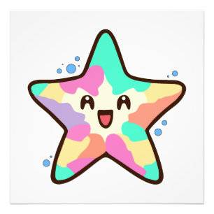 Impression Photo Joyeux bébé étoile souriante avec des bulles.