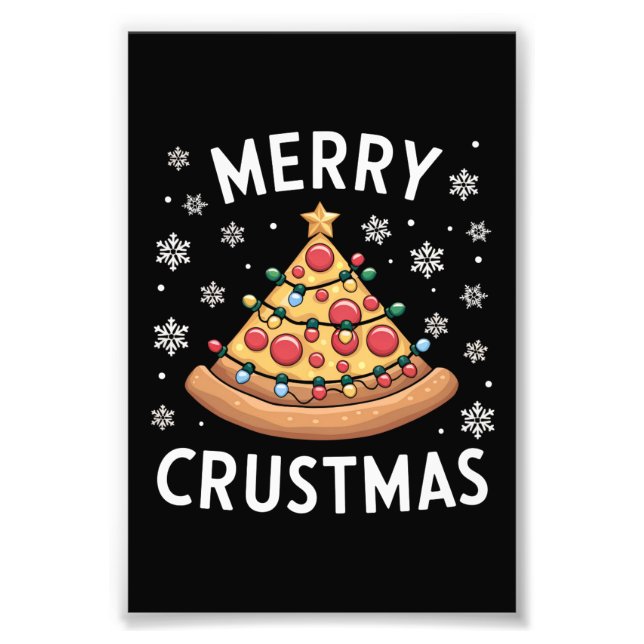 Impression Photo Joyeux Crustmas Pizza Noël Arbre de Noël Cadeaux (Devant)