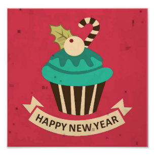 Impression Photo Joyeux Cupcake du Nouvel An
