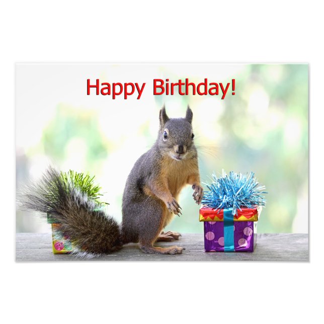 Impression Photo Joyeux écureuil d'anniversaire (Devant)