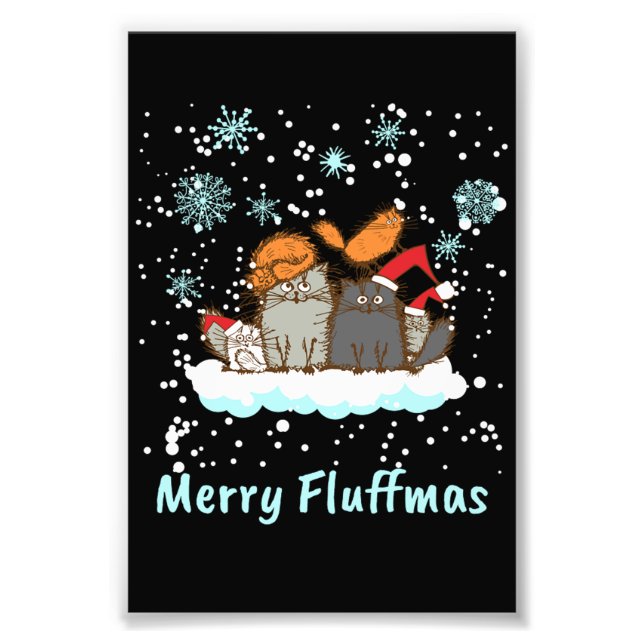 Impression Photo Joyeux Fluffmas Noël Chat Noël présent (Devant)