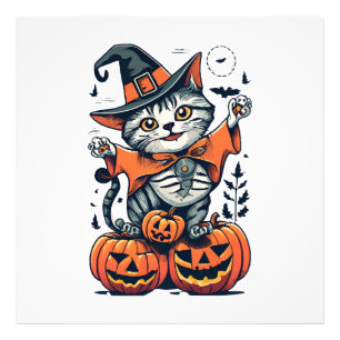 Impression Photo Joyeux Halloween Chat Sorcière