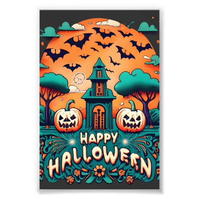 Impression Photo Joyeux Halloween | Halloween Éffrayant (Devant)