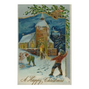 Impression Photo Joyeux Noël - Carte postale vintage de bataille de