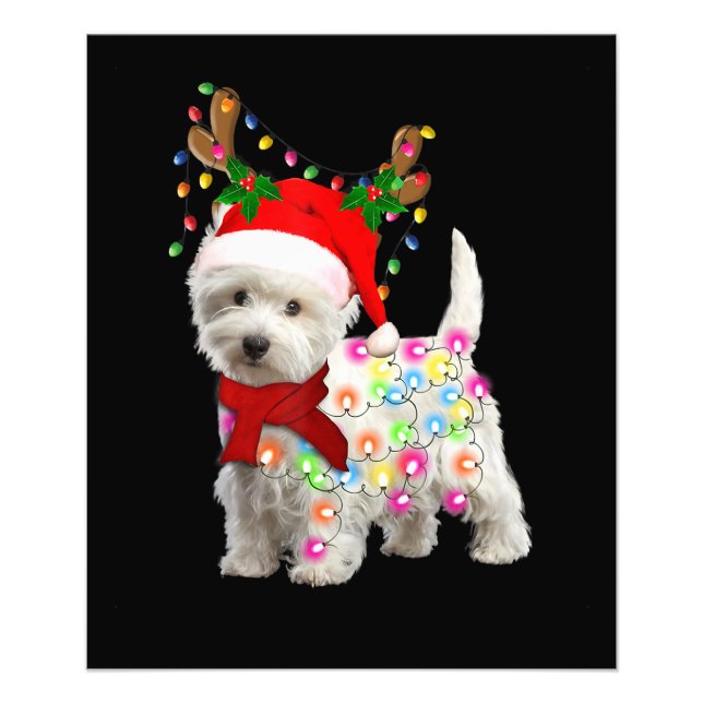 Impression Photo Joyeux Noël Noël Noël Westie Chien Reindeer Cospla (Devant)