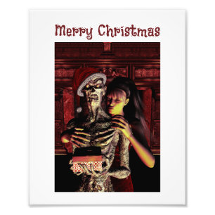 Impression Photo Joyeux Noël. Squelette drôle avec femme