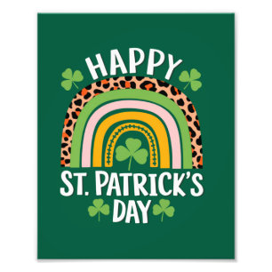 Impression Photo Joyeux Saint Patrick's Day Shamrock arc-en-ciel