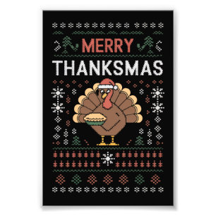 Impression Photo Joyeux Thanksmas Noël Thanksgiving Dinde 