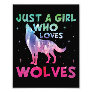 Impression Photo Juste une fille qui aime les loups aquarelle