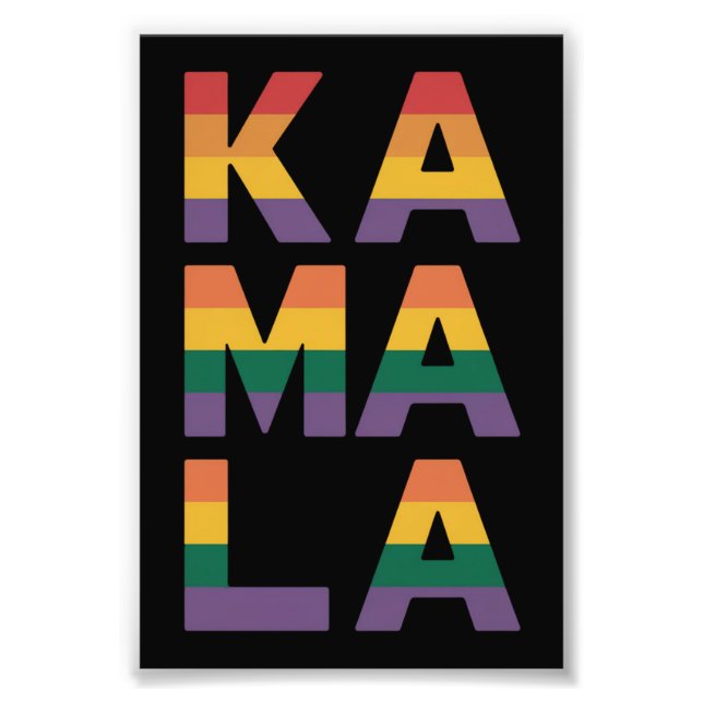 Impression Photo Kamala Harris 2024 Gay pride du drapeau arc-en-cie (Devant)
