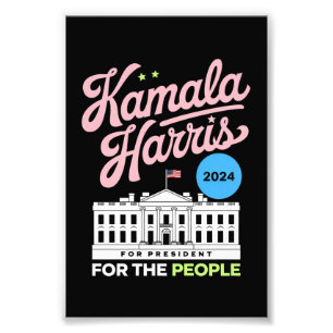 Impression Photo Kamala Harris 2024 Vote Démocrate Social Blue 