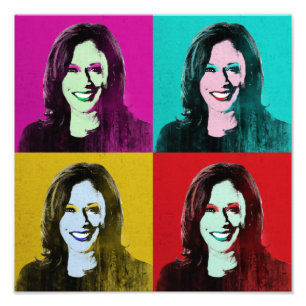 Impression Photo Kamala Harris Pop Art (rose, Turquoise, or, rouge)