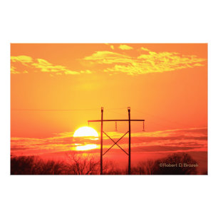 Impression Photo Kansas Coucher de soleil avec lignes électriques P