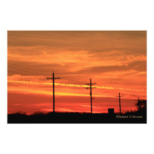 Impression Photo Kansas Coucher de soleil avec lignes électriques P