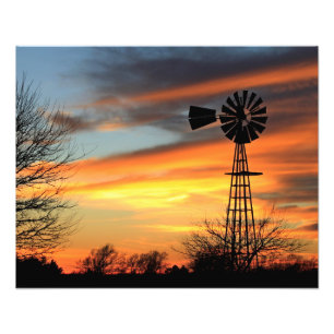 Impression Photo Kansas Noël 2021 Windmill Sunset Enlargissement