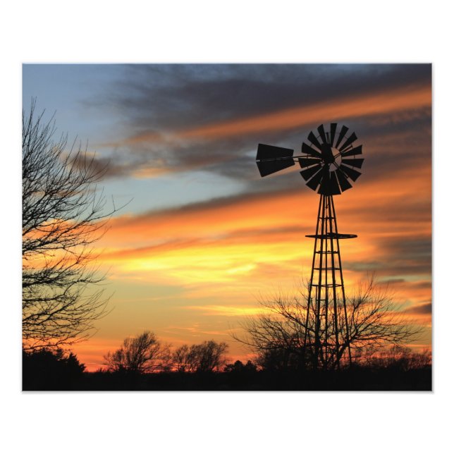 Impression Photo Kansas Noël 2021 Windmill Sunset Enlargissement (Devant)