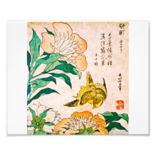 Impression Photo Katsushika Hokusai - Peony Et Canaries