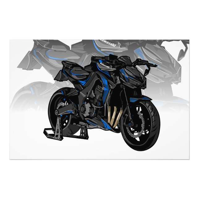 Impression Photo Kawasaki Z900 avec fond spécial (Devant)