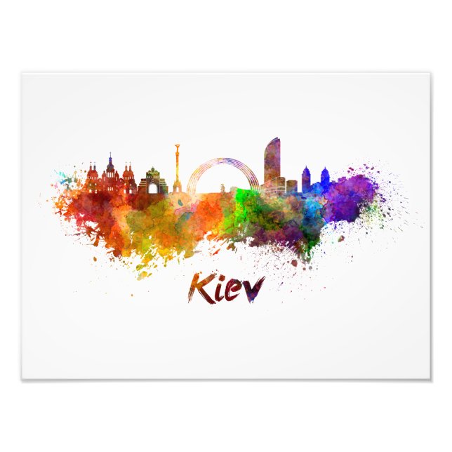 Impression Photo Kiev skyline in watercolor (Devant)
