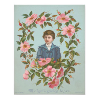 Impression Photo Kitschy Antique German Valentine's Card, 1884