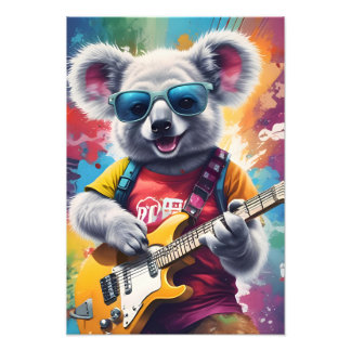 Impression Photo Koala jouant de la guitare, du graffiti