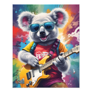 Impression Photo Koala jouant de la guitare, du graffiti