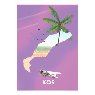 Impression Photo La carte illustrée de Kos Grèce.