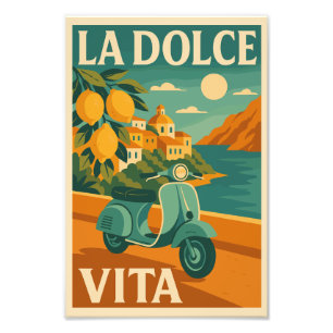 Impression Photo La Dolce Vita - Retro L'affiche de voyage de la cô